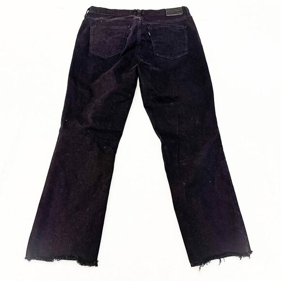 Levi's 724 High Rise Straight Crop Black Denim Jeans Raw Hem Size 31 - Picture 3 of 9